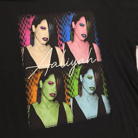 Aaliyah Band Short Sleeve Graphic Crew Neck Shirt Womens Size Large L Black - Picture 4 of 9